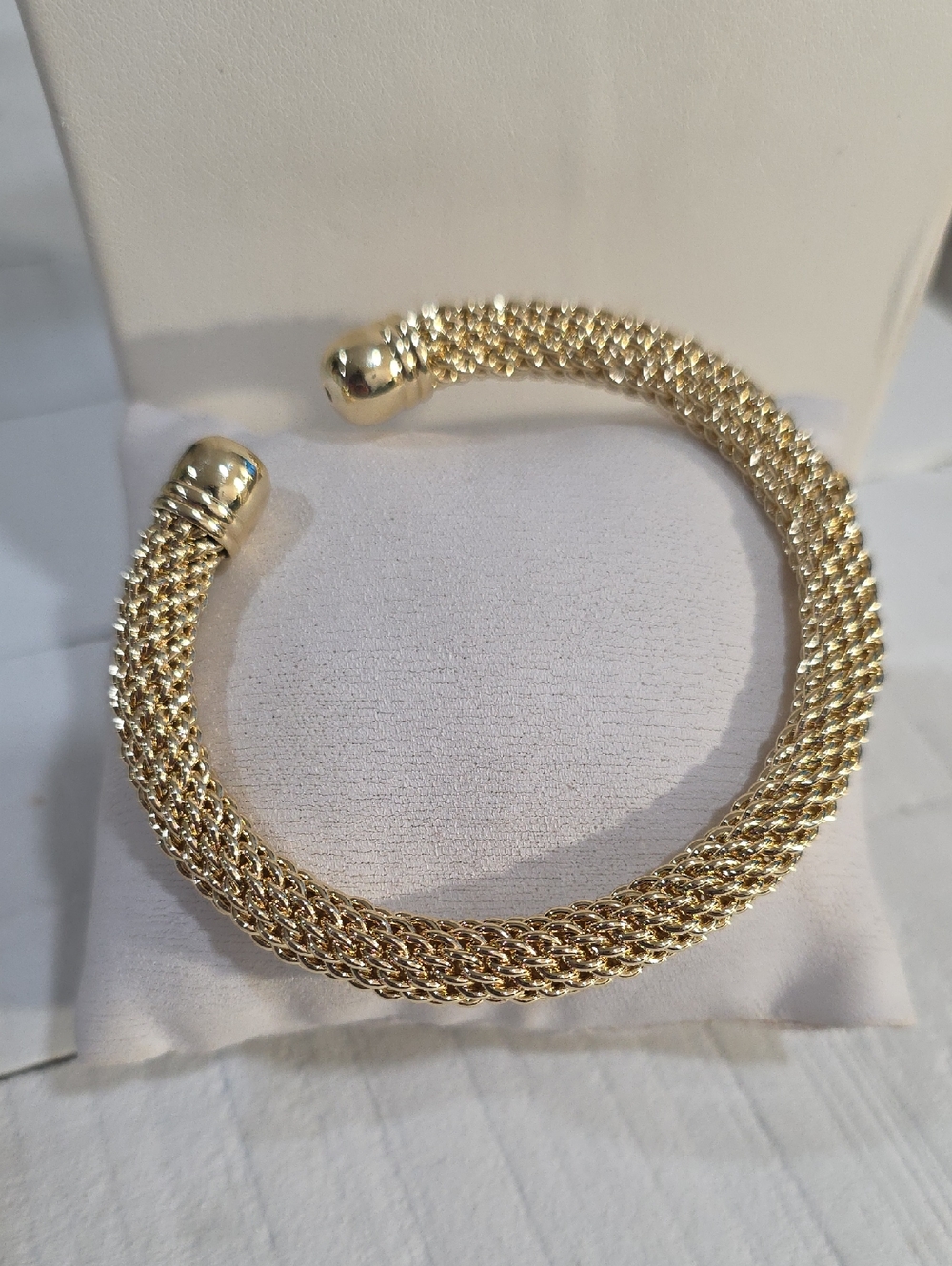 14k Gold Plated Braided Mesh Cuff Bracelet - Women Jewelry